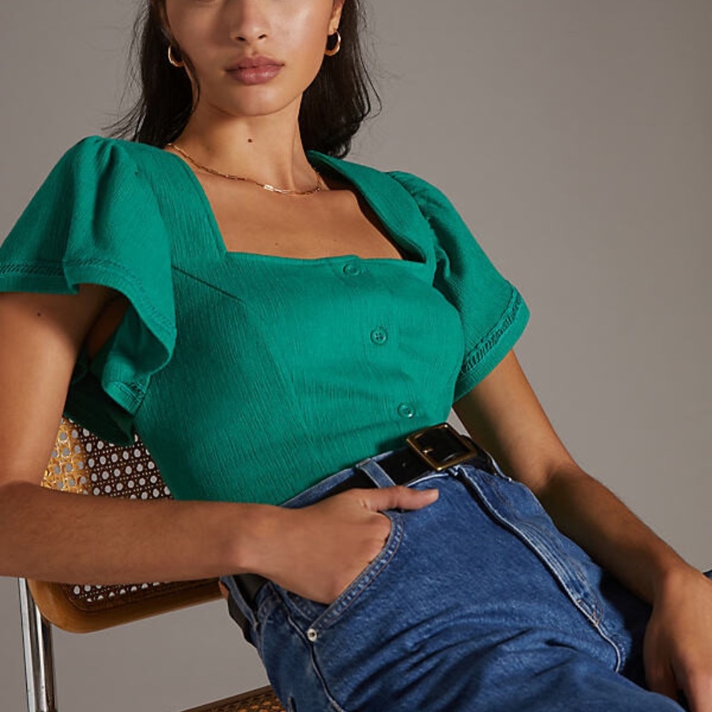 Anthropologie Dolan Left Coast Structure Flutter Top